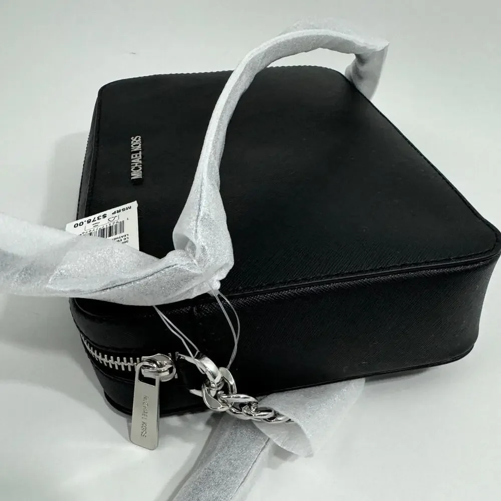 Michael Michael Kors Jet Set Black Large Saffiano Leather Crossbody Bag New - Picture 7 of 11